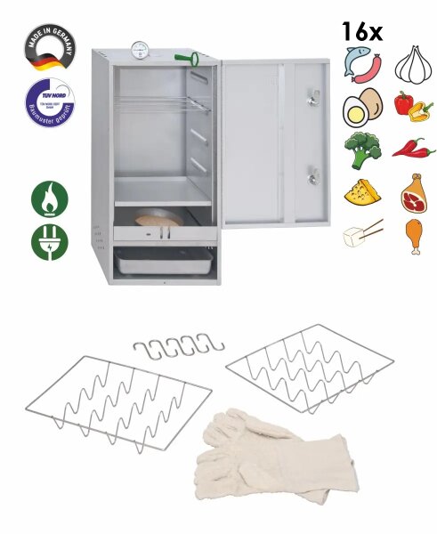Peetz Räucherofen-Set 1 16 Fische umfangreiches Zubehör - GESCHENKTIPP -