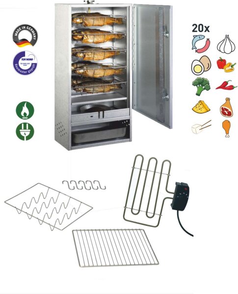 Peetz Räucherofen-Set 3 20 Fische aluminiertes Stahlblech - GESCHENKSET -