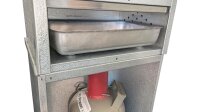 Peetz Unterschrank aluminiertes Stahlblech offen mit  Ablage