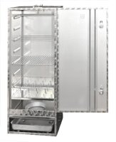 Peetz Räucherofen 28 Fische mit Tür Edelstahl rostfrei kreismarmoriert 28 x 39 x 100 cm