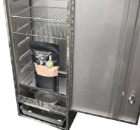 Peetz Räucherofen 28 Fische mit Tür Edelstahl rostfrei kreismarmoriert 28 x 39 x 100 cm