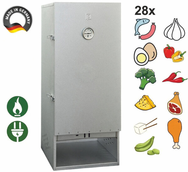 Peetz Räucherofen 28 Fische isoliert mit Tür aluminiertes Stahlblech 28 x 39 x 85 cm isoliert NEU