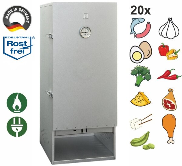 Peetz Räucherofen 20 Fische isoliert mit Tür Edelstahl rostfrei 28 x 39 x 85 cm isoliert ***NEU***